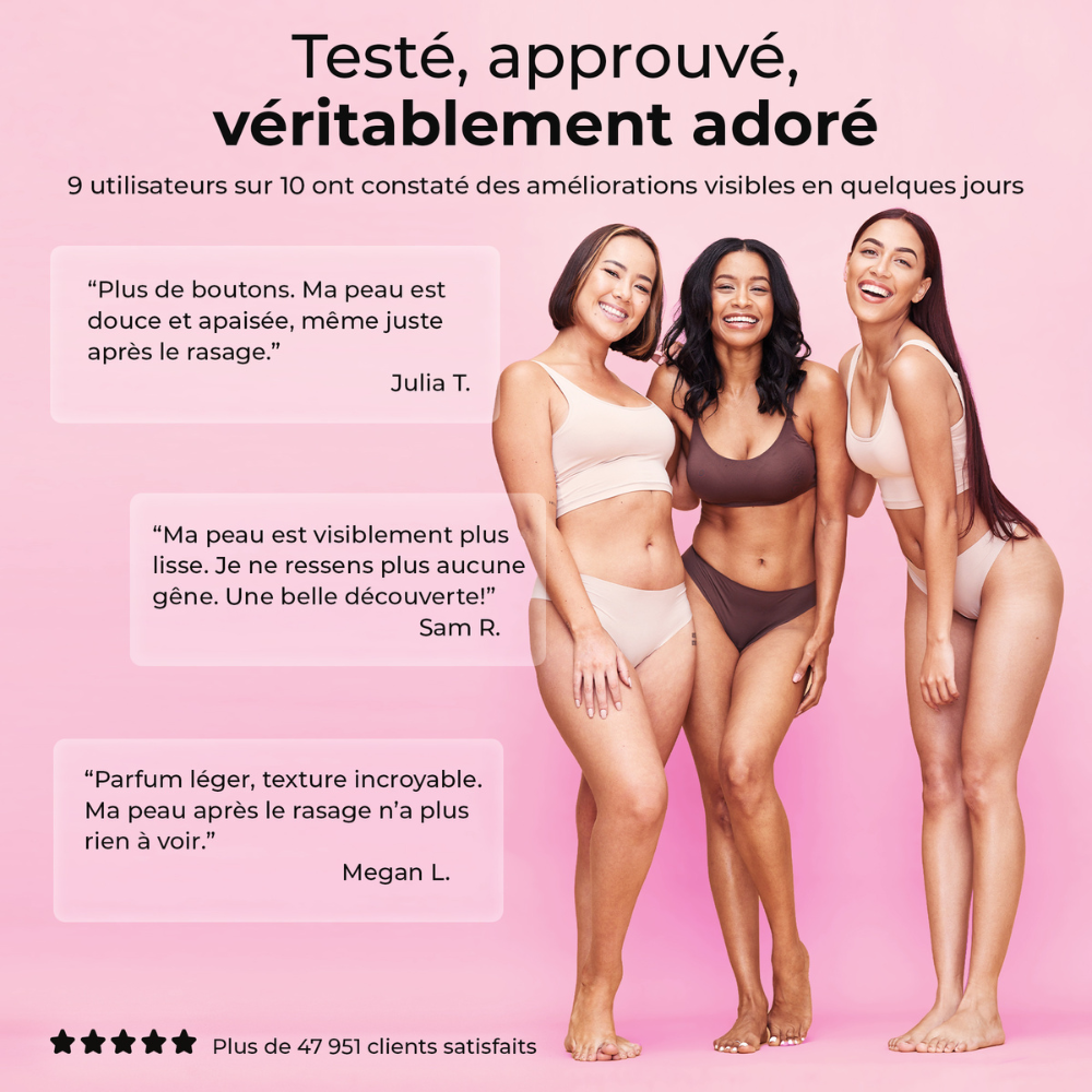 Témoignages utilisateurs de l’huile après-rasage LumiSilk - 9 sur 10 constatent une peau plus douce après usage.