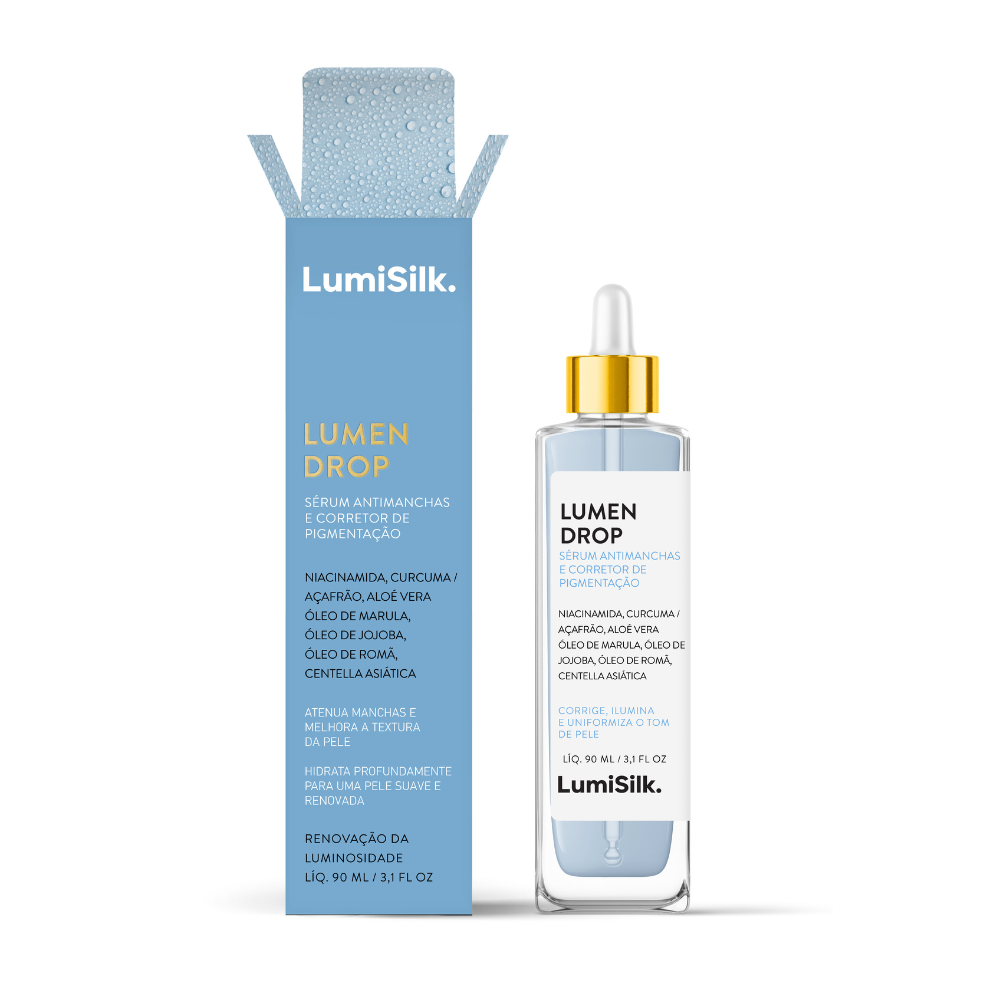 Lumen Drop da LumiSilk – Sérum antimanchas e corretor de pigmentação com niacinamida, cúrcuma, aloé vera e óleos botânicos. Adequado para todos os tipos de pele. Frasco de 90 ml